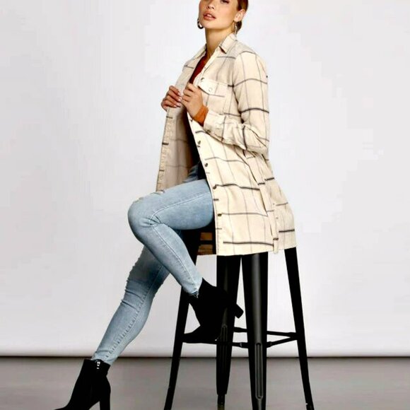 NEW! PLAID BELTED SHACKET DRESS SZ L - Picture 4 of 6